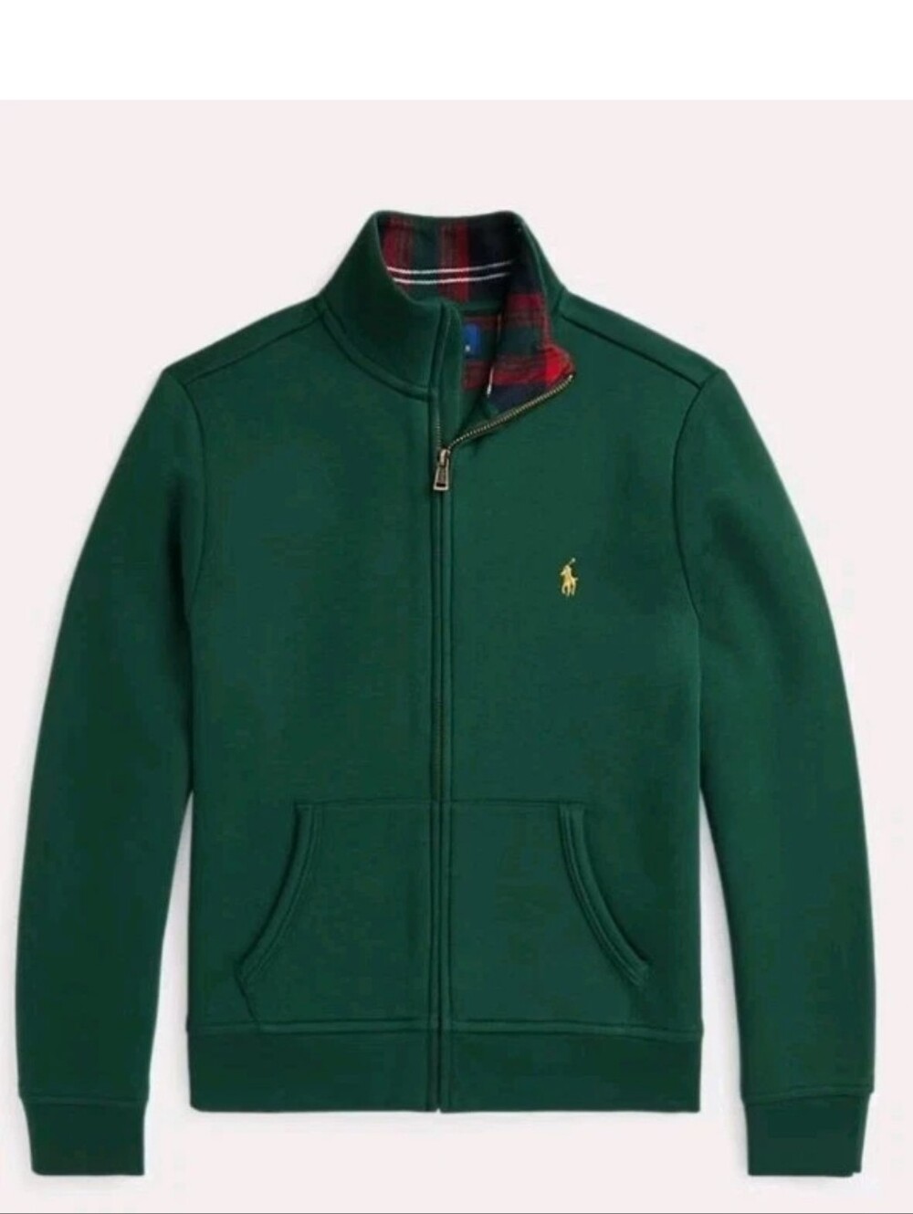 NEW Polo Ralph Lauren Full Zip Fleece Jacket Sweater Green Plaid Pony Youth XL